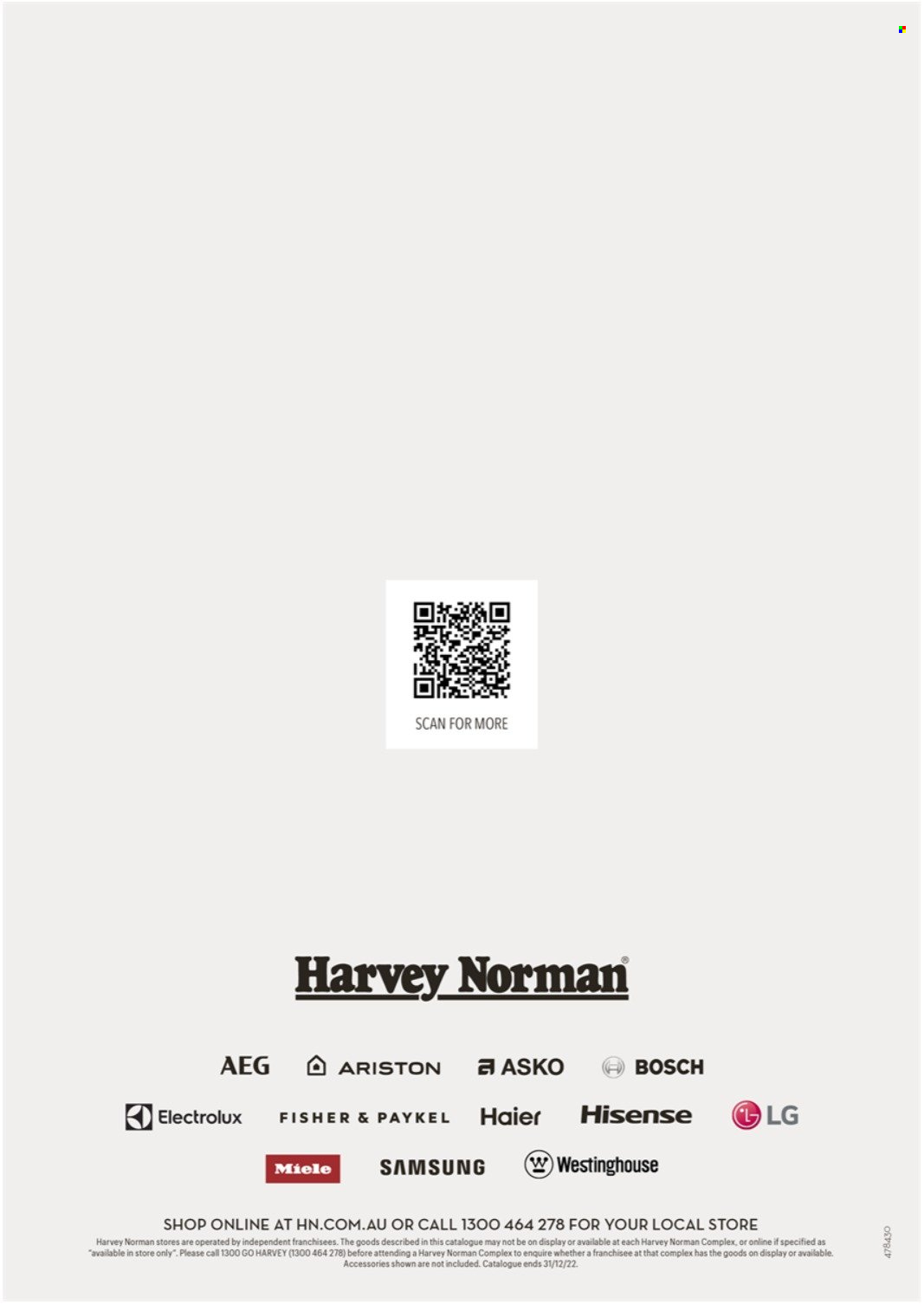 thumbnail - Harvey Norman Catalogue - 6 Oct 2022 - 31 Dec 2022 - Sales products - LG, Samsung, Haier, Hisense, AEG, Bosch, Electrolux, Miele, Ariston. Page 16.