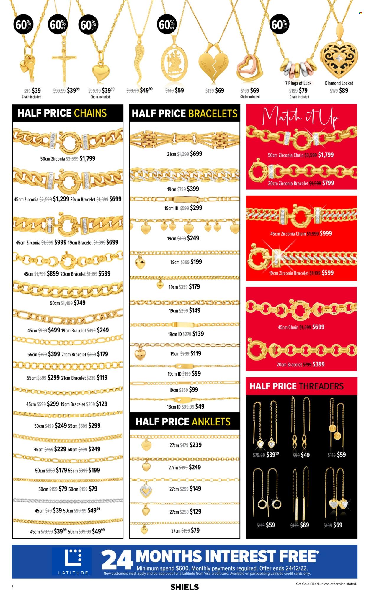 thumbnail - Shiels Catalogue - 17 Oct 2022 - 24 Dec 2022 - Sales products - bracelet, locket. Page 8.