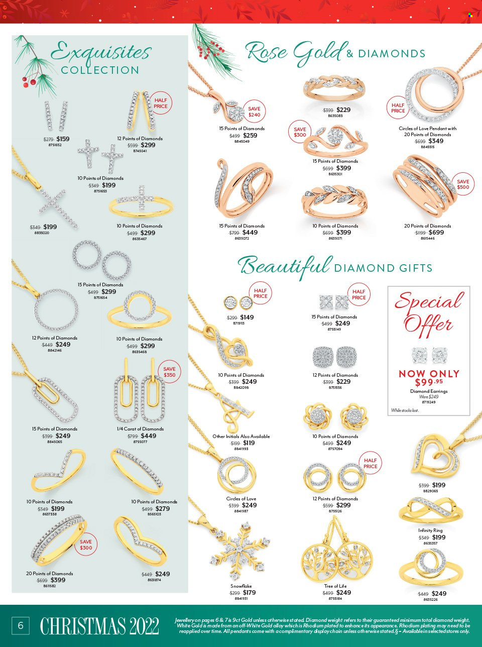 thumbnail - Angus & Coote Catalogue - 24 Oct 2022 - 24 Dec 2022 - Sales products - pendant, earrings, diamond earrings. Page 6.
