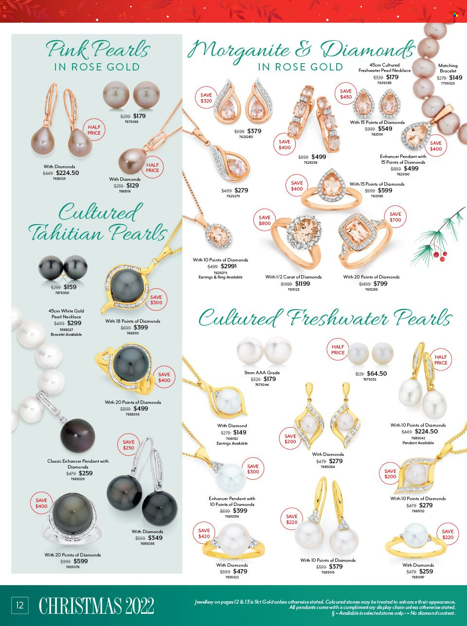 thumbnail - Angus & Coote Catalogue - 24 Oct 2022 - 24 Dec 2022 - Sales products - bracelet, necklace, pendant, earrings. Page 12.