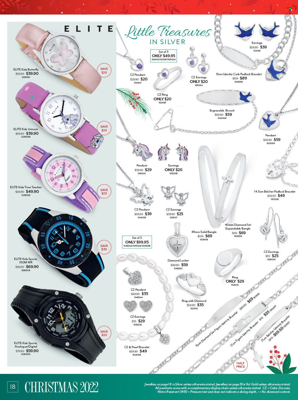 thumbnail - Angus & Coote Catalogue - 24 Oct 2022 - 24 Dec 2022 - Sales products - bracelet, locket, pendant, earrings. Page 18.