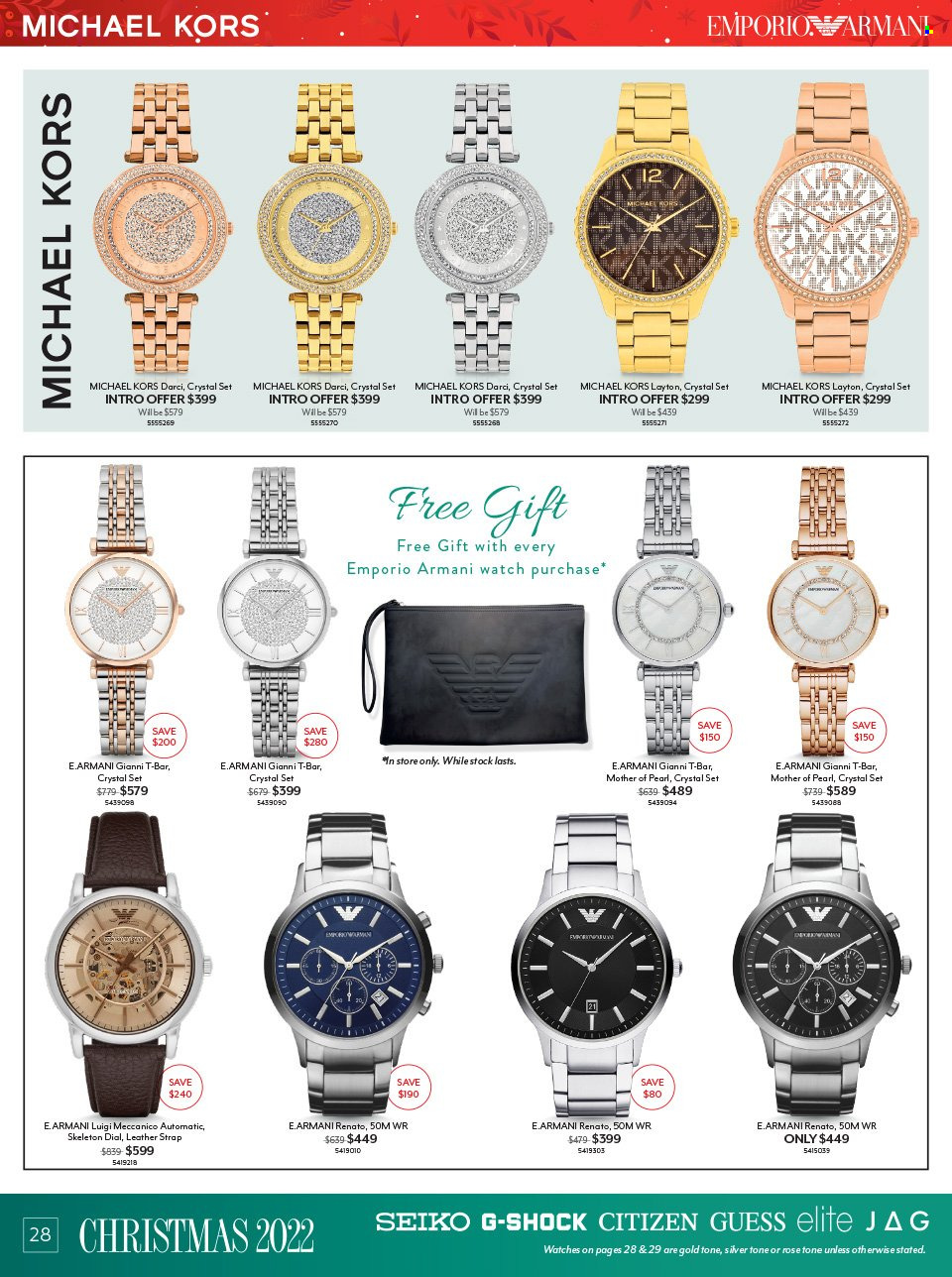 thumbnail - Angus & Coote Catalogue - 24 Oct 2022 - 24 Dec 2022 - Sales products - Michael Kors, Seiko, watch, Guess. Page 28.