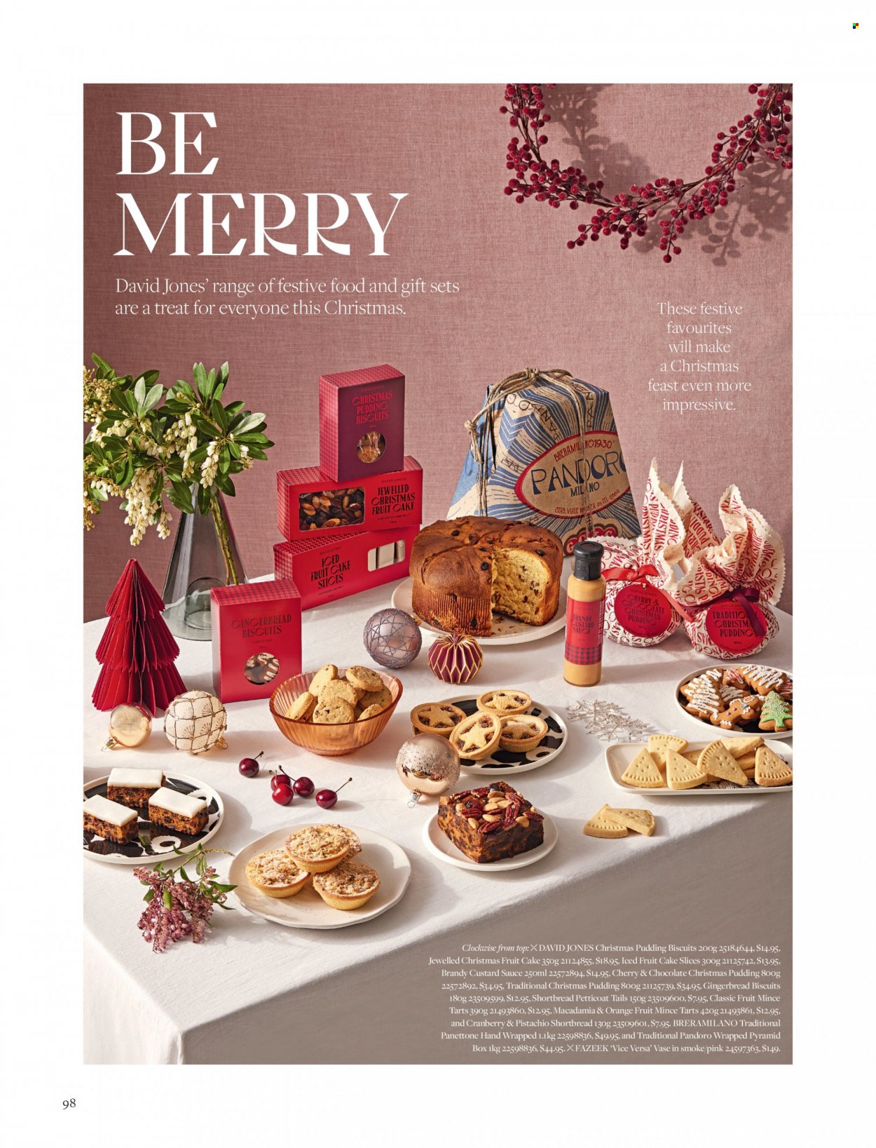 thumbnail - David Jones Catalogue - 31 Oct 2022 - 24 Dec 2022 - Sales products - gingerbread, chocolate, biscuit, custard, pudding, sauce, brandy. Page 98.