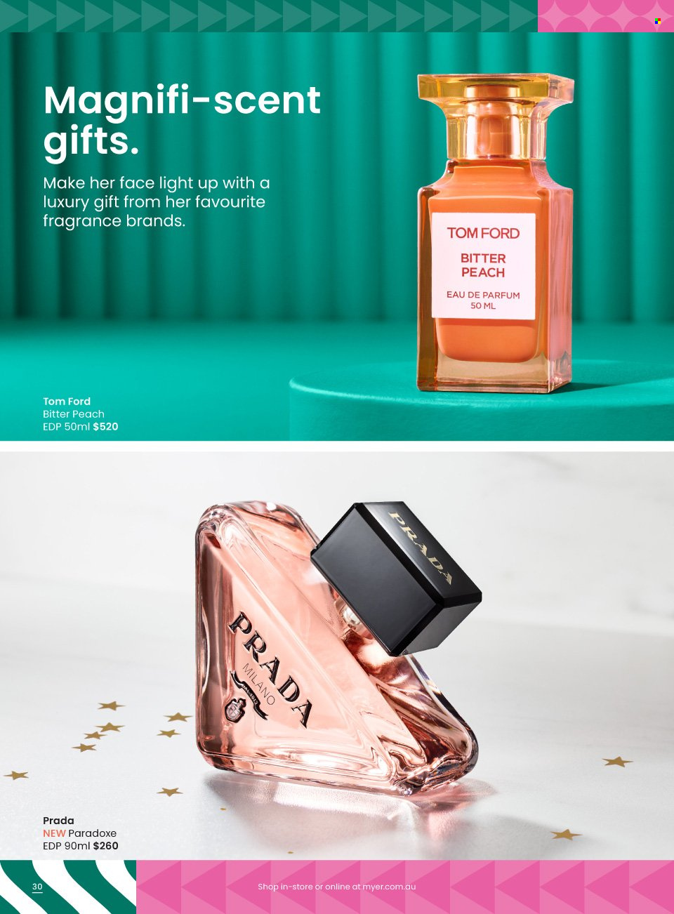 thumbnail - Myer Catalogue - Sales products - eau de parfum, fragrance, Prada. Page 30.