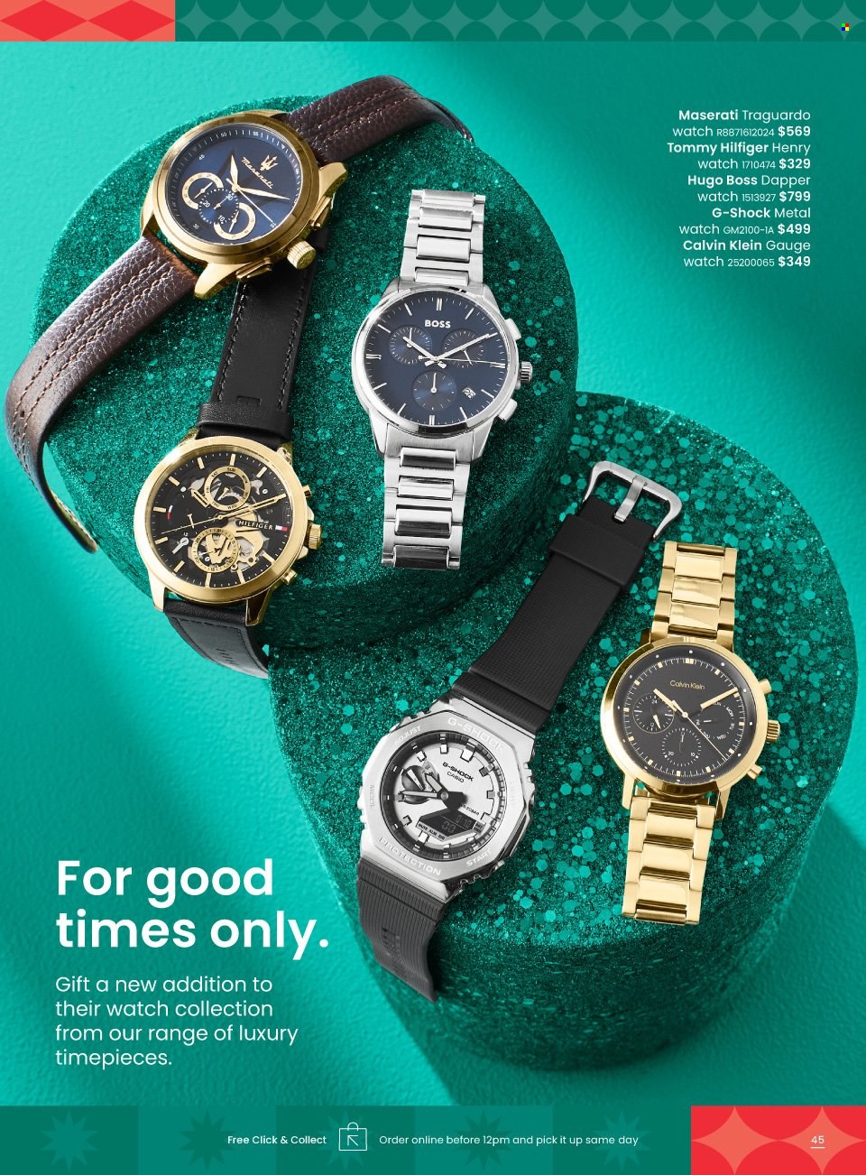 thumbnail - Myer Catalogue - Sales products - Calvin Klein, Tommy Hilfiger, Hugo Boss, watch. Page 45.