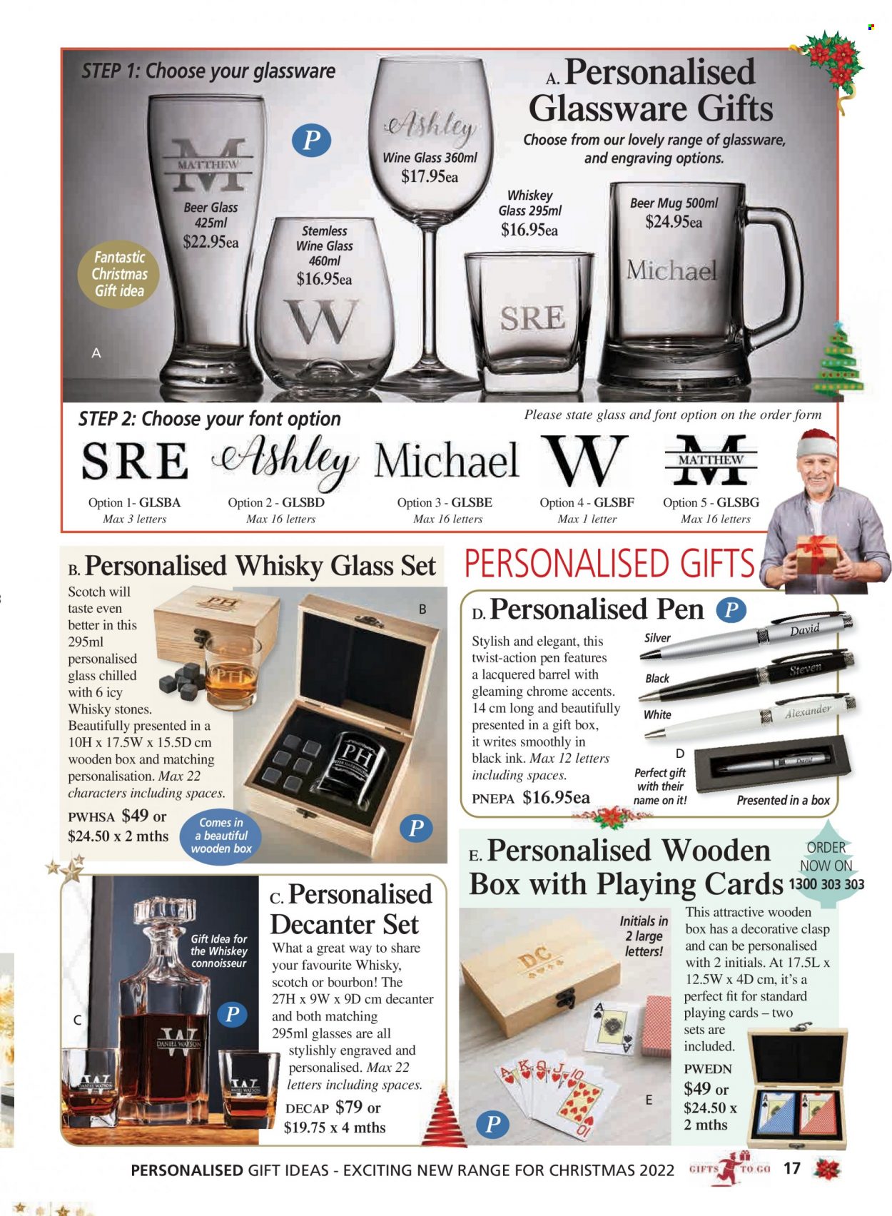 thumbnail - Innovations Catalogue - Sales products - glassware set, mug, wine glass, pen, gift box, playing cards. Page 17.