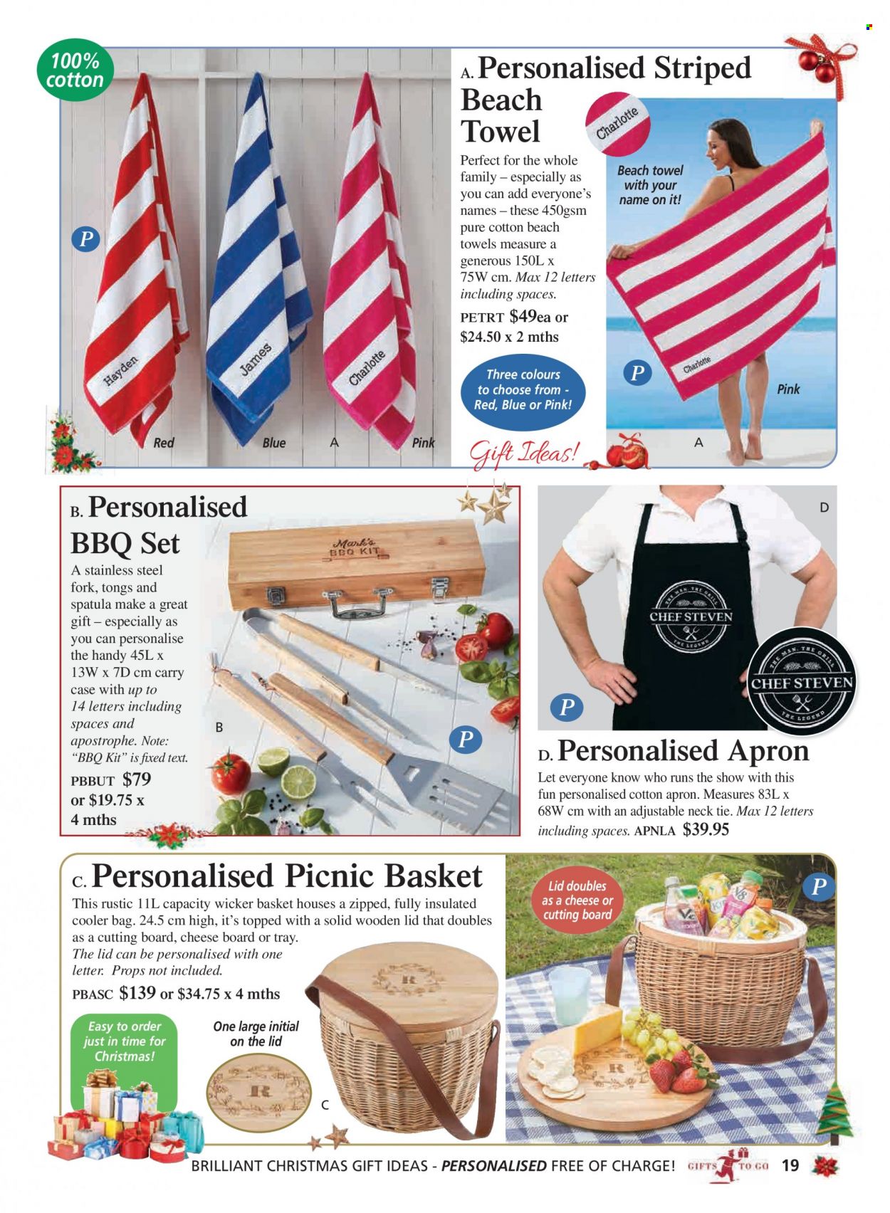 thumbnail - Innovations Catalogue - Sales products - basket, cutting board, fork, spatula, tray, cheese board, cooler bag, bag, beach towel. Page 19.