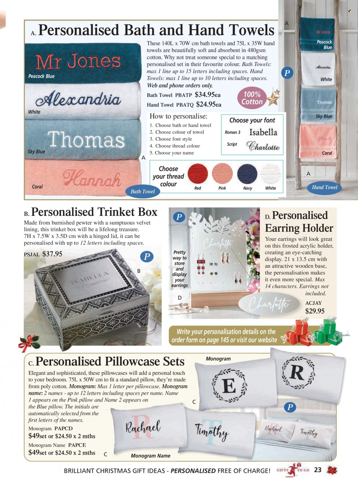 thumbnail - Innovations Catalogue - Sales products - trinket box, lid, pillow, pillowcase, bath towel, towel, hand towel, earrings. Page 23.