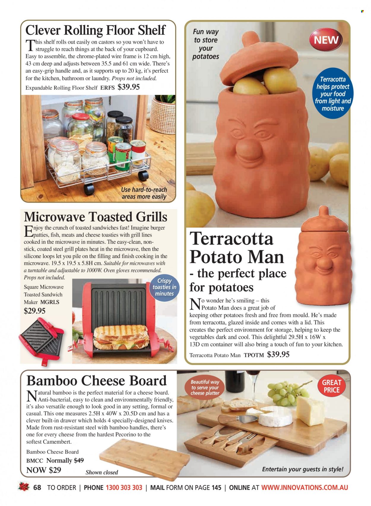 thumbnail - Innovations Catalogue - Sales products - knife, gloves, lid, plate, container, cheese board. Page 68.