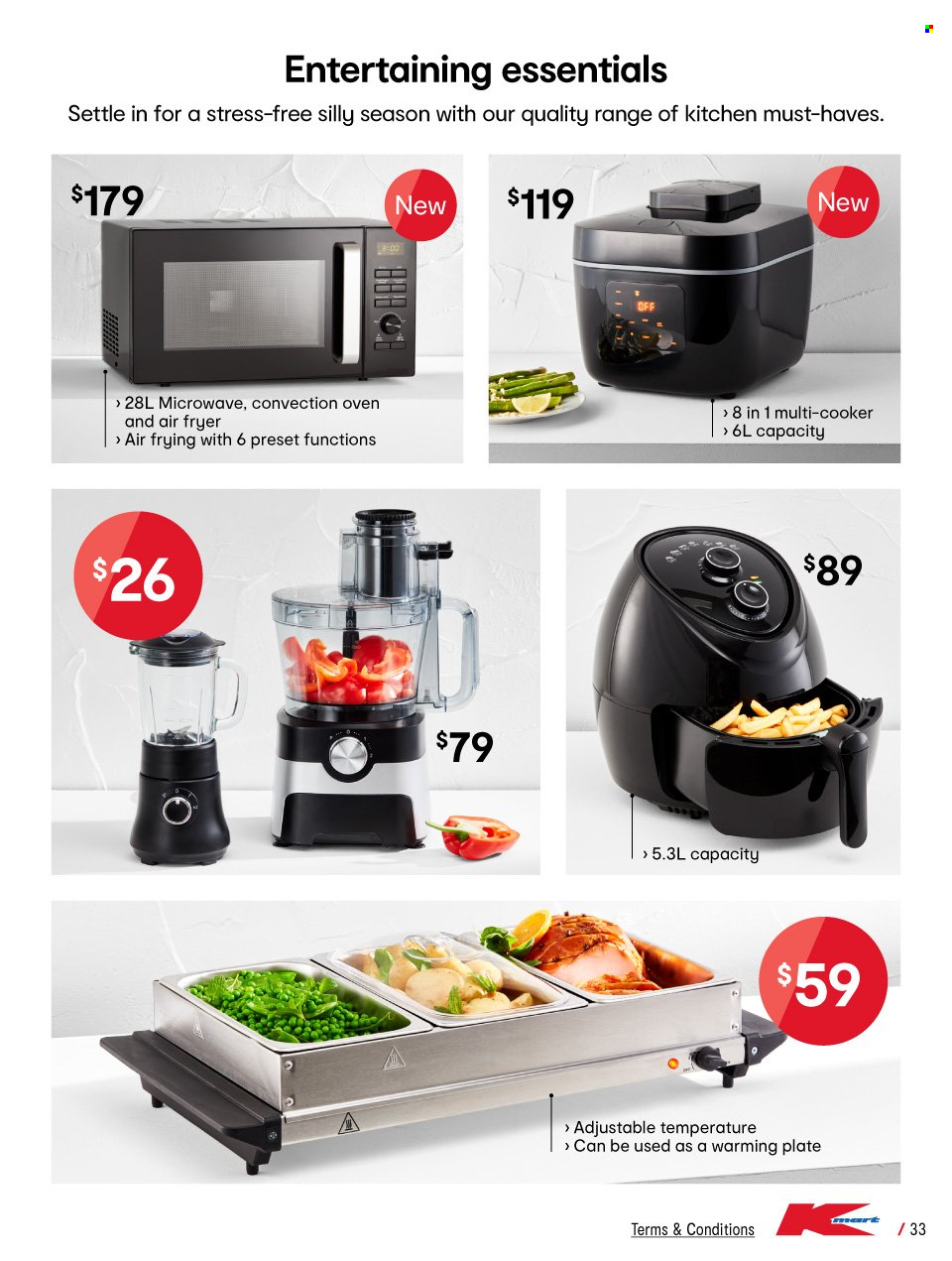 thumbnail - Kmart Catalogue - 3 Nov 2022 - 14 Dec 2022 - Sales products - plate, multifunction cooker, air fryer. Page 33.