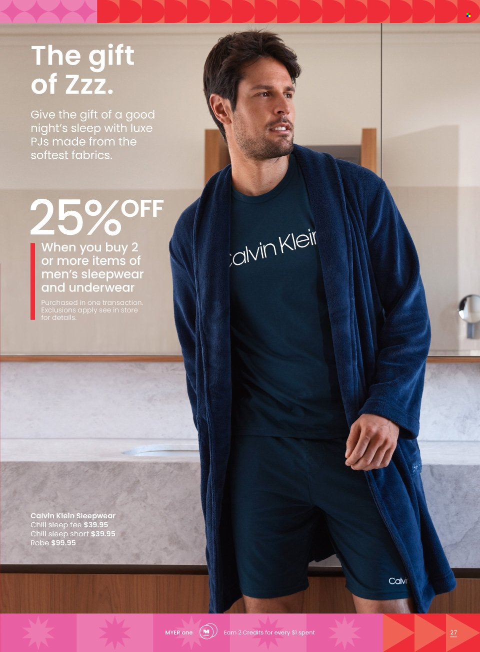 thumbnail - Myer Catalogue - Sales products - Calvin Klein, costume, t-shirt, robe, underwear, sleepwear. Page 27.