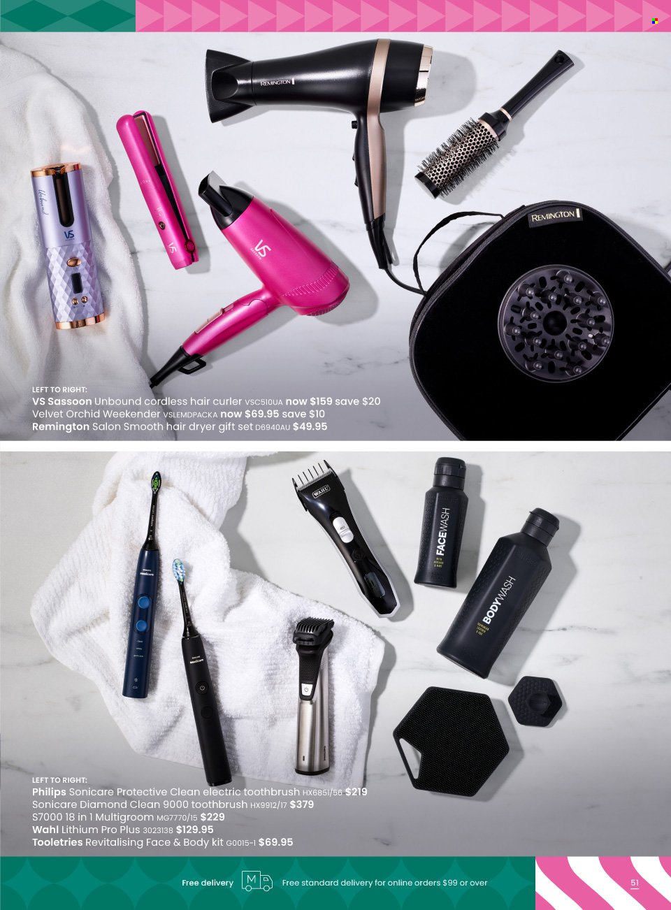 thumbnail - Myer Catalogue - Sales products - Philips, gift set, electric toothbrush, Sonicare, Remington, hair dryer. Page 51.