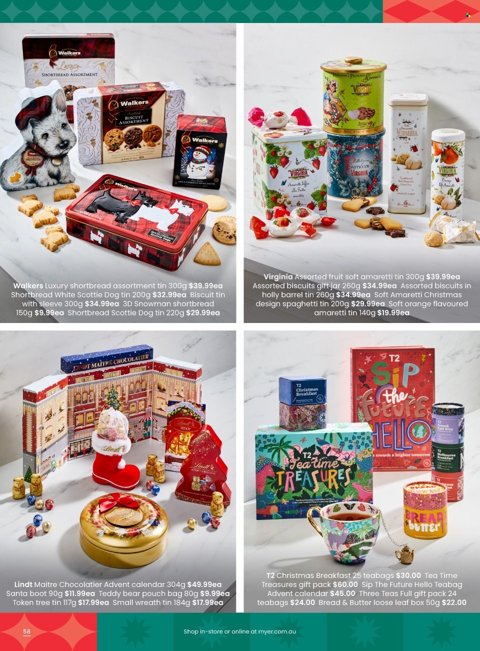 thumbnail - Myer Catalogue - Sales products - advent calendar, jar, calendar, wreath, teddy. Page 58.