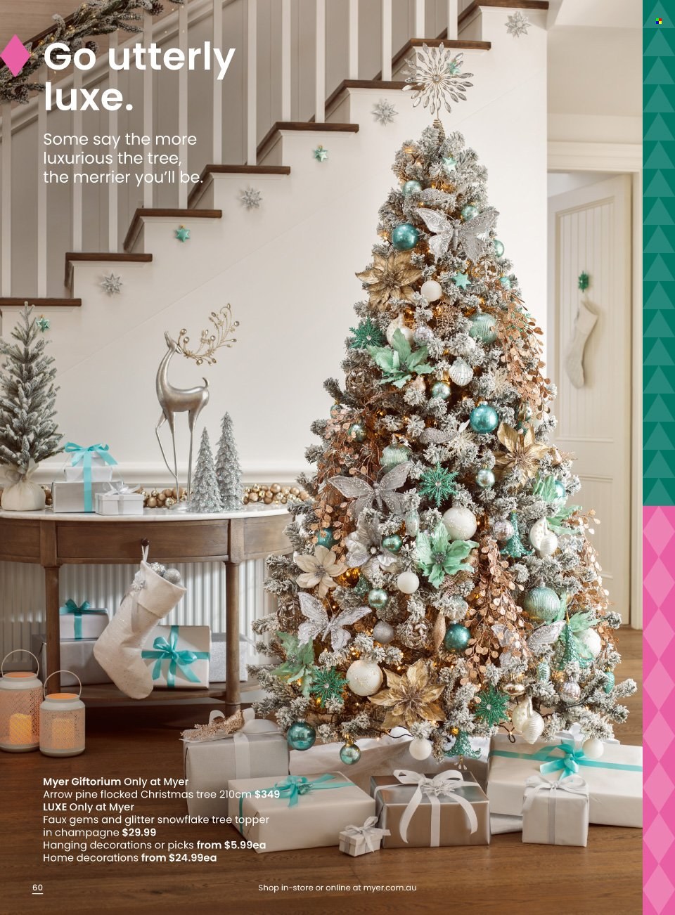 thumbnail - Myer Catalogue - Sales products - glitter, tree topper, christmas tree. Page 60.