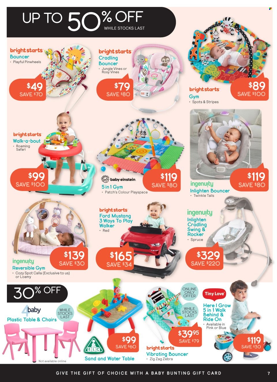 thumbnail - Baby Bunting Catalogue - 9 Nov 2022 - 4 Dec 2022 - Sales products - table, chair, Tiny Love, Ingenuity, Baby Einstein. Page 7.