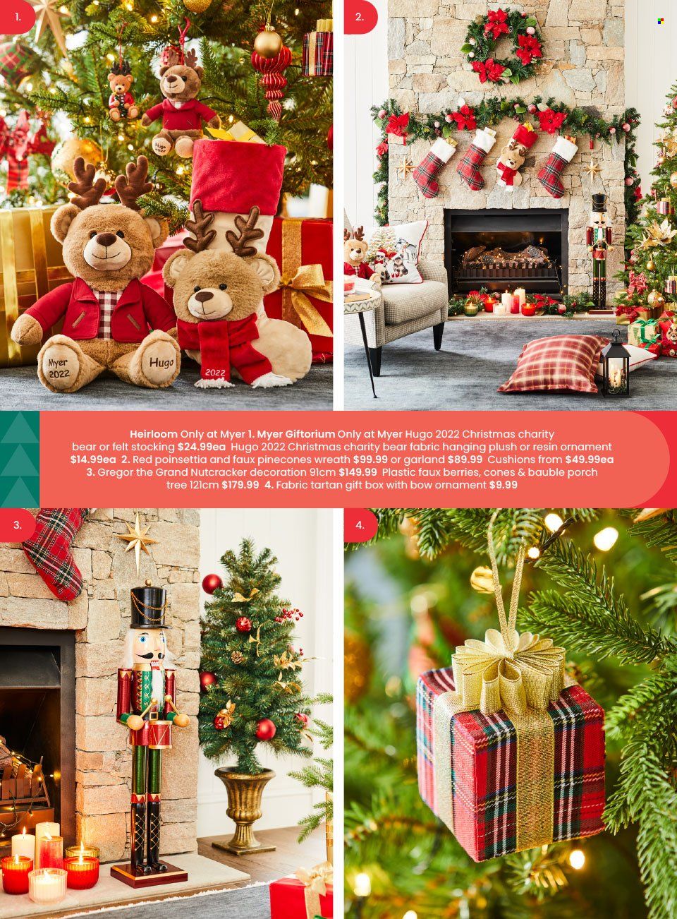 thumbnail - Myer Catalogue - Sales products - gift box, bauble, cushion, wreath, garland. Page 6.