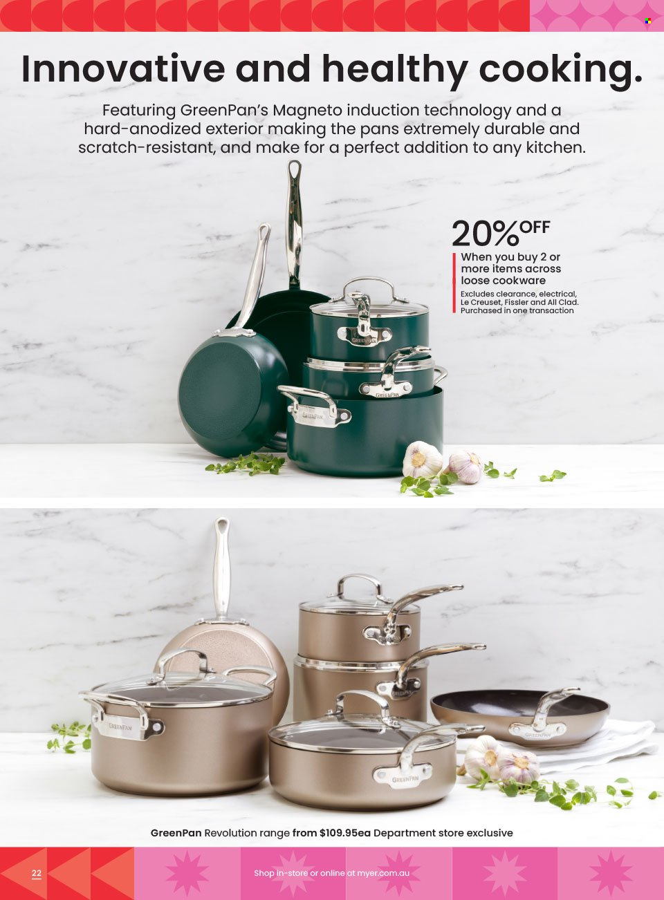 thumbnail - Myer Catalogue - Sales products - cookware set. Page 22.