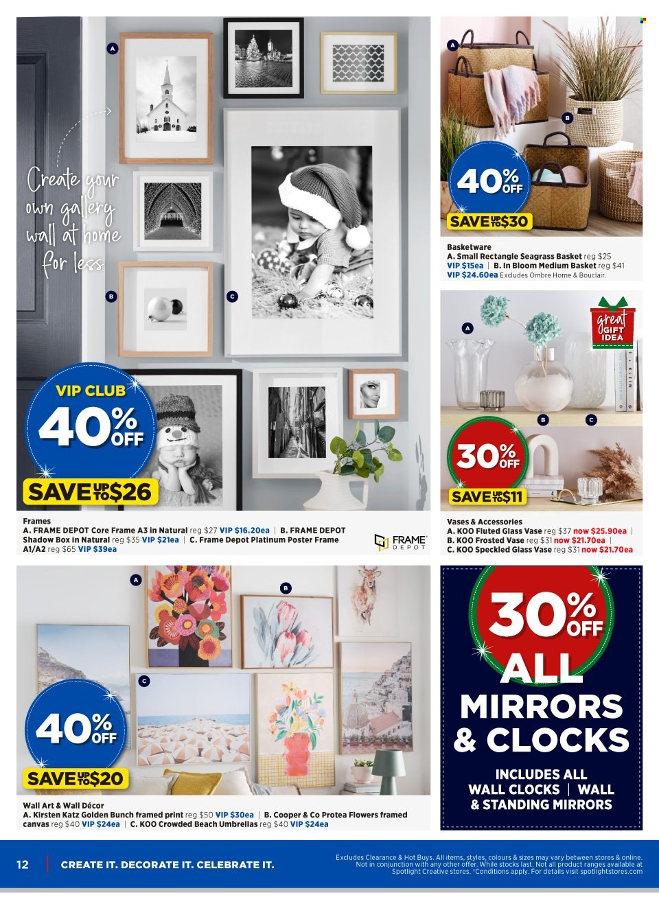 thumbnail - Spotlight Catalogue - 16 Nov 2022 - 4 Dec 2022 - Sales products - basket, canvas, mirror, wall decor, vase. Page 16.