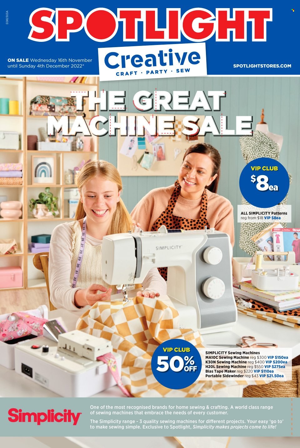 Spotlight Catalogue - 16 Nov 2022 - 4 Dec 2022 - Sales products - sewing machine. Page 1.