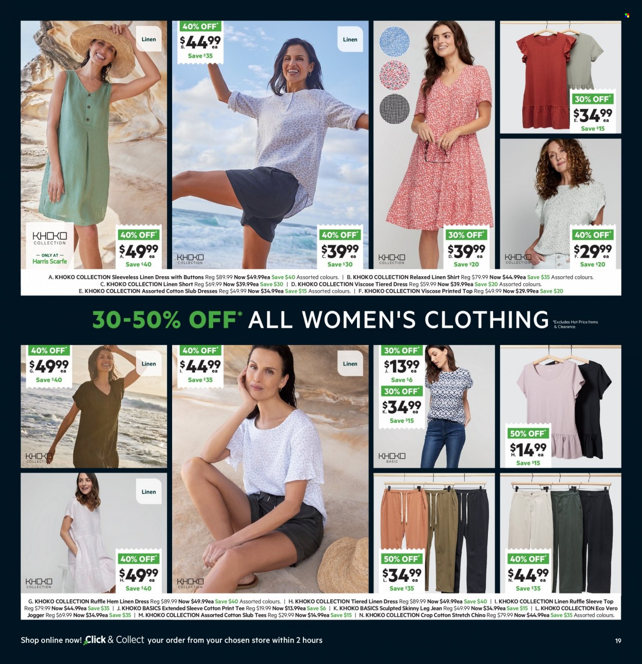 thumbnail - Harris Scarfe Catalogue - Sales products - Khoko, linens, dress, shirt, t-shirt. Page 19.