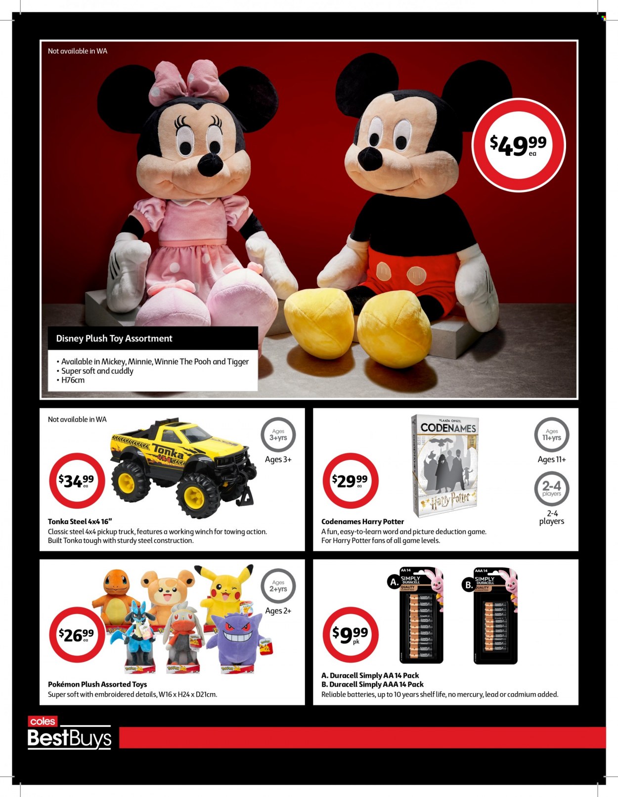 thumbnail - Coles Catalogue - 25 Nov 2022 - 1 Dec 2022 - Sales products - Disney, Mickey Mouse, Harry Potter, Pokémon, Minnie Mouse, battery, Duracell. Page 2.