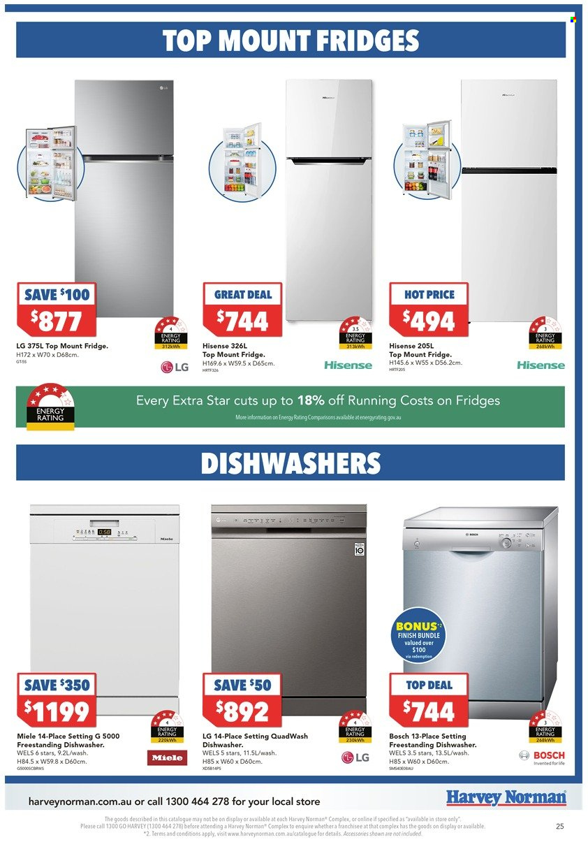 thumbnail - Harvey Norman Catalogue - 22 Nov 2022 - 29 Nov 2022 - Sales products - LG, Hisense, Miele, refrigerator, fridge, dishwasher. Page 25.