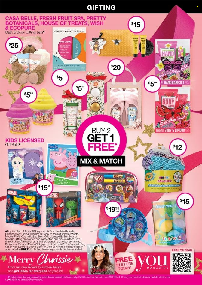 thumbnail - Priceline Pharmacy Catalogue - 23 Nov 2022 - 8 Dec 2022 - Sales products - bath bomb, body lotion, hand cream, cosmetic bag, Models Prefer, makeup. Page 14.