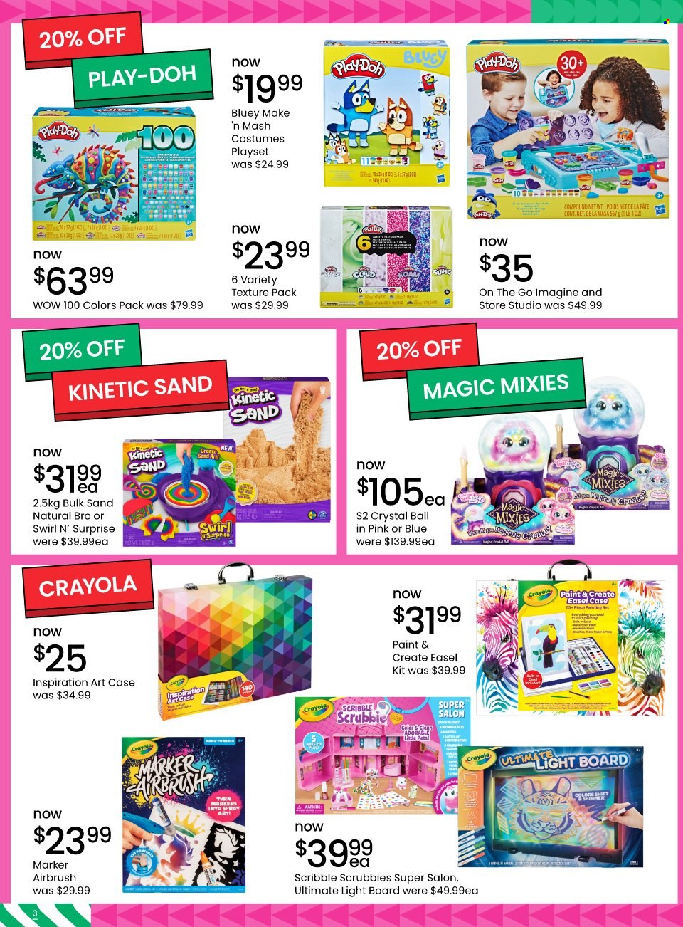 thumbnail - Myer Catalogue - 28 Nov 2022 - 24 Dec 2022 - Sales products - crayons, marker, easel, costume, play set, Play-doh. Page 3.