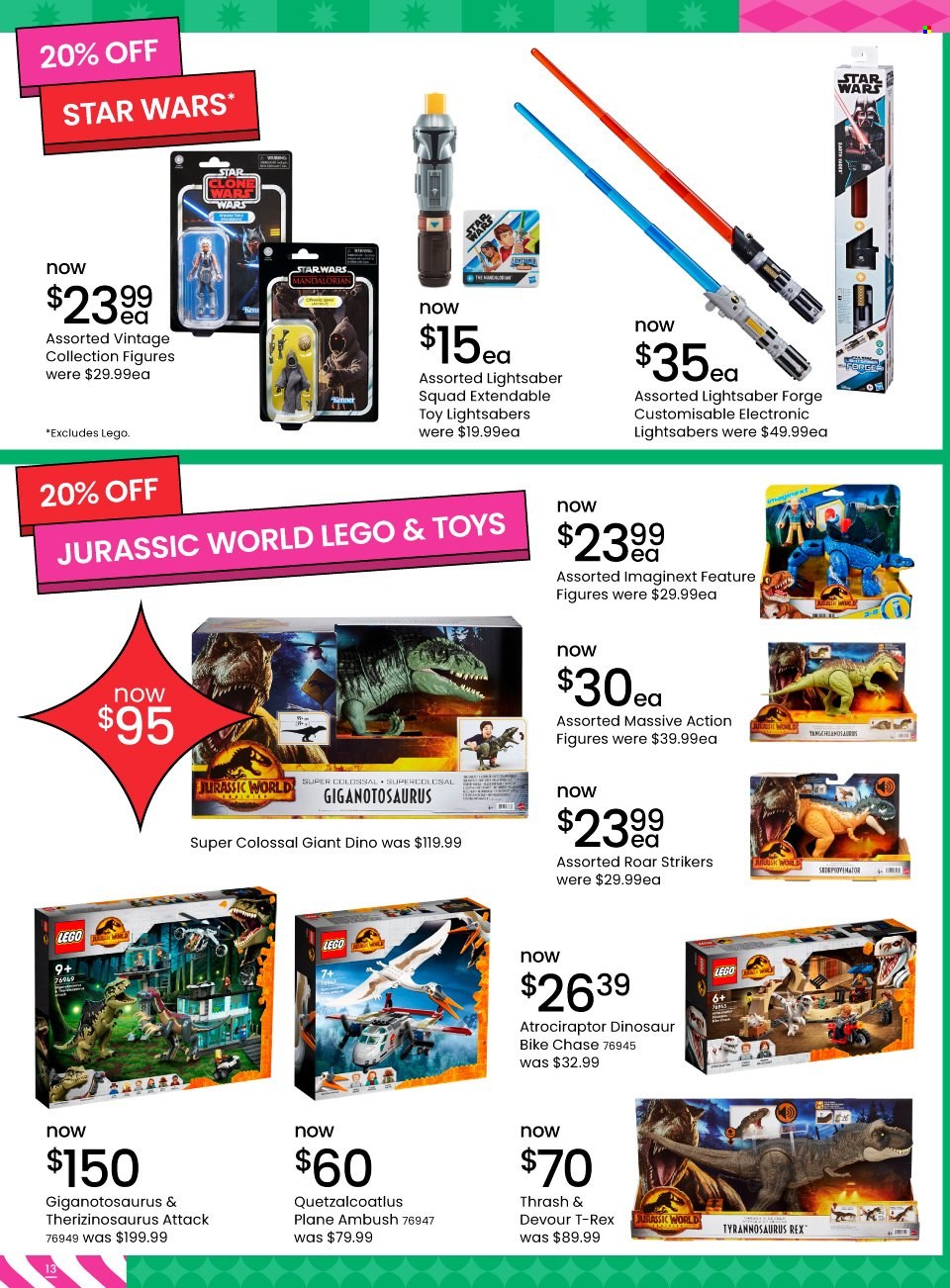 thumbnail - Myer Catalogue - 28 Nov 2022 - 24 Dec 2022 - Sales products - LEGO, toys, dinosaur. Page 13.