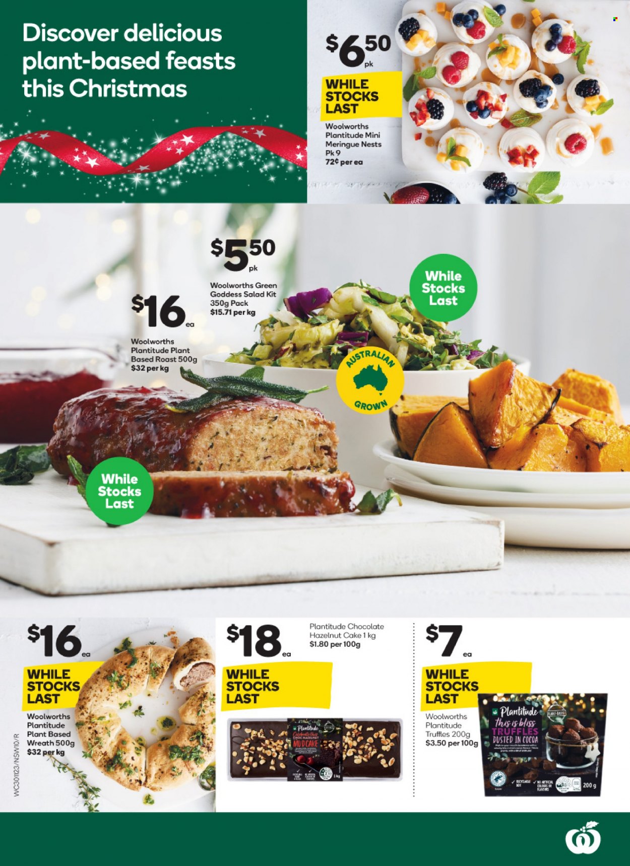 thumbnail - Woolworths Catalogue - 30 Nov 2022 - 6 Dec 2022 - Sales products - cake, salad, chocolate, truffles, cocoa. Page 10.