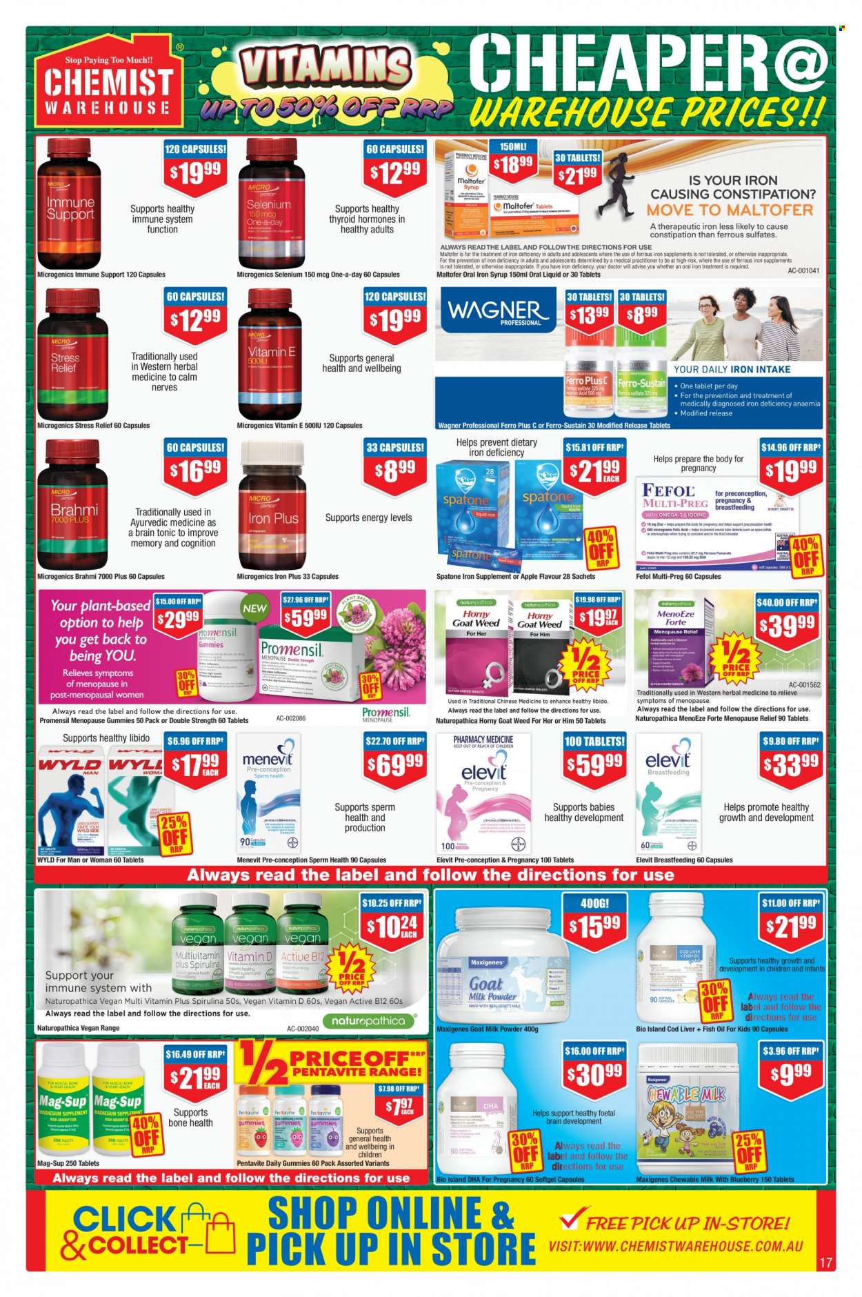 thumbnail - Chemist Warehouse Catalogue - 28 Nov 2022 - 11 Dec 2022 - Sales products - fish oil, syrup, spirulina, Maltofer. Page 17.