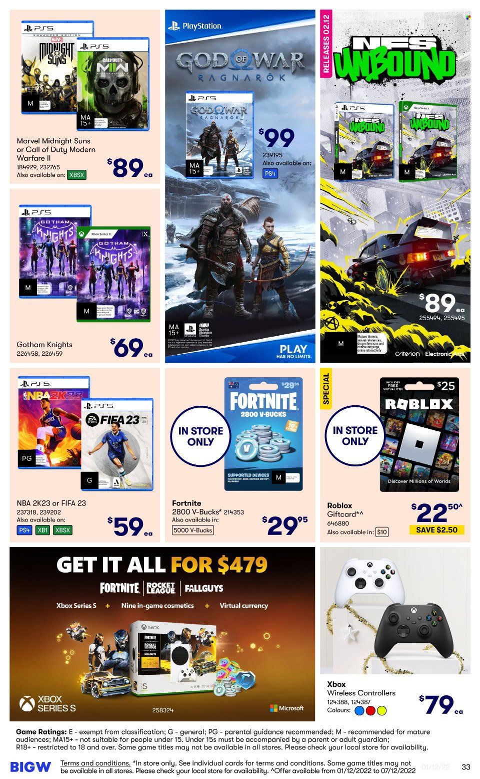 thumbnail - BIG W Catalogue - Sales products - Santa, PlayStation, Xbox, PlayStation 4, Xbox Series X, rocket. Page 33.