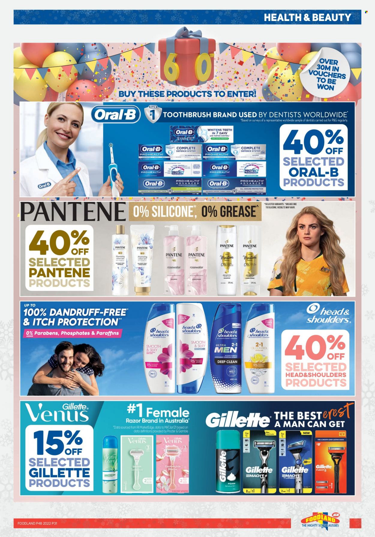 thumbnail - Foodland Catalogue - 30 Nov 2022 - 6 Dec 2022 - Sales products - 7 Days, oil, tea, shampoo, toothbrush, Oral-B, toothpaste, conditioner, Head & Shoulders, Pantene, Gillette, razor. Page 31.