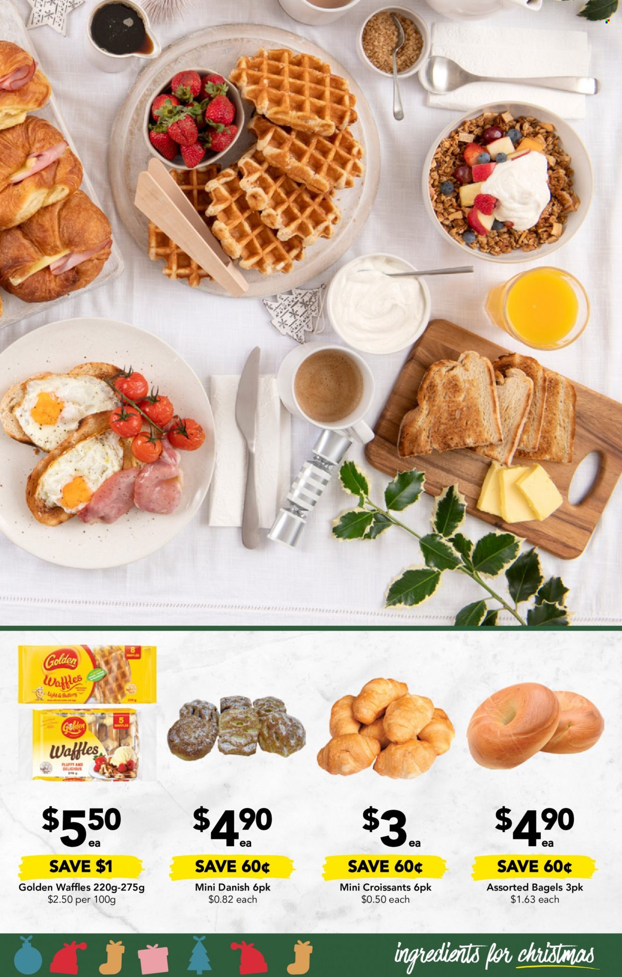 thumbnail - Drakes Catalogue - 30 Nov 2022 - 6 Dec 2022 - Sales products - bagels, croissant, waffles. Page 9.