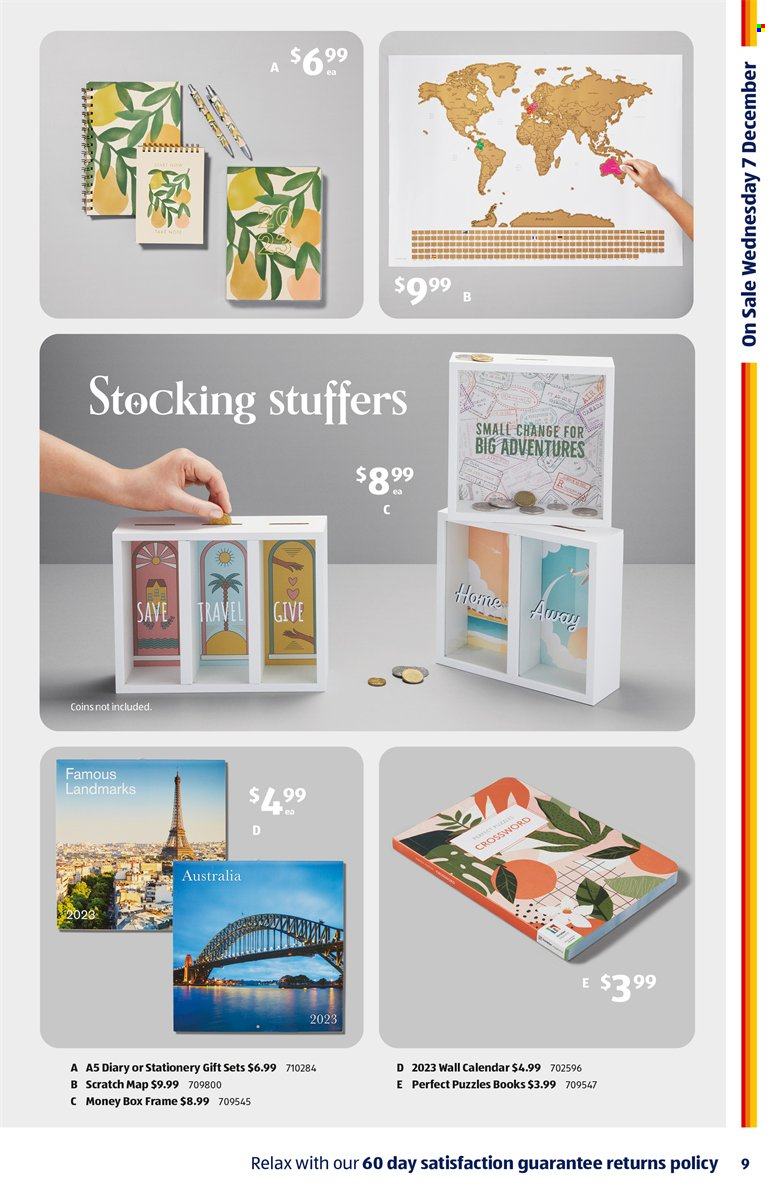 thumbnail - ALDI Catalogue - 7 Dec 2022 - 10 Dec 2022 - Sales products - calendar, diary, book, puzzle. Page 9.