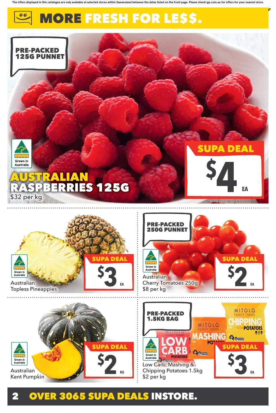 thumbnail - SUPA VALU Catalogue - 30 Nov 2022 - 6 Dec 2022 - Sales products - potatoes, pumpkin, tomatoes, pineapple, cherries. Page 3.