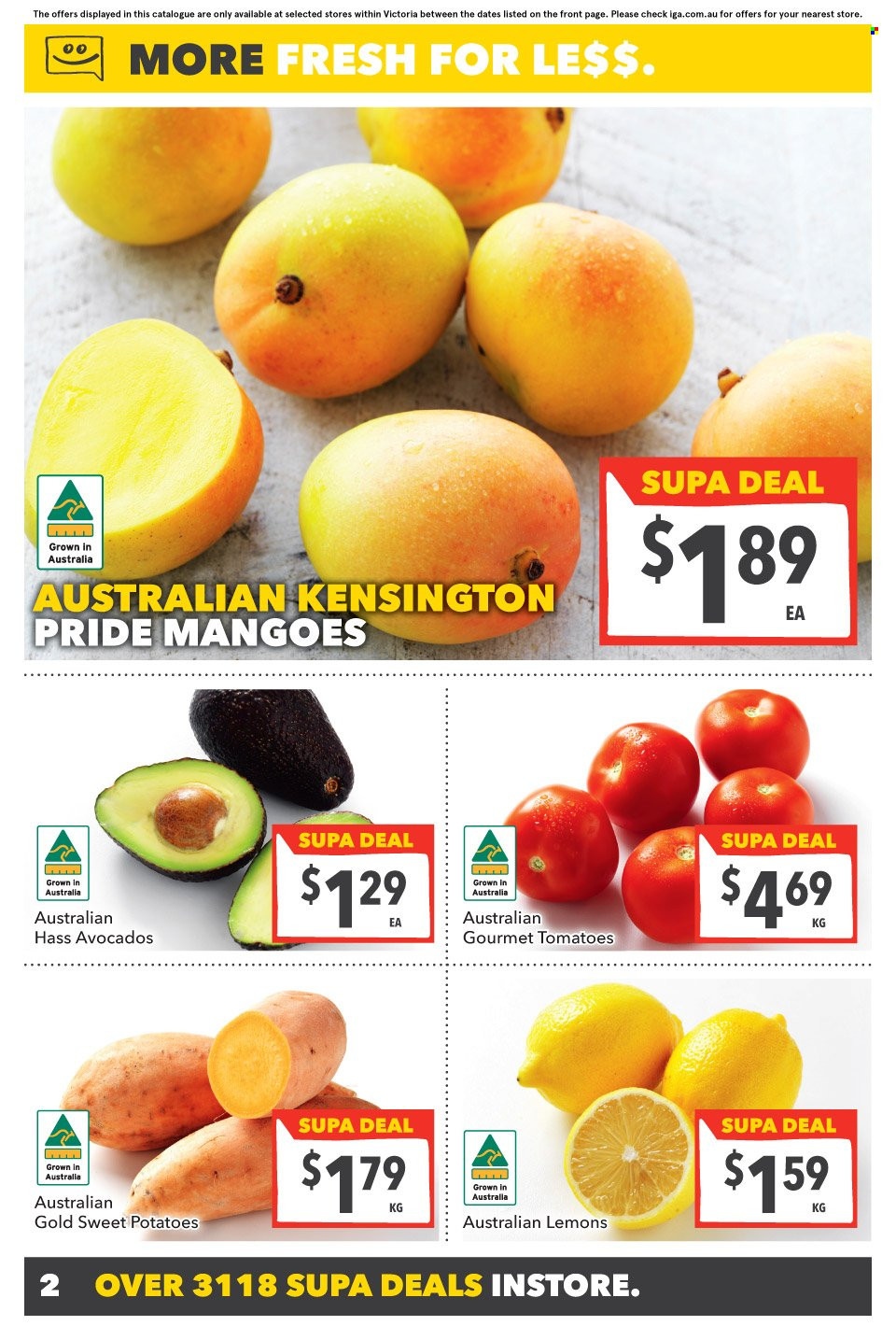 thumbnail - SUPA VALU Catalogue - 30 Nov 2022 - 6 Dec 2022 - Sales products - sweet potato, potatoes, tomatoes, avocado, mango, lemons, Australian Gold, Victoria Sponge. Page 3.