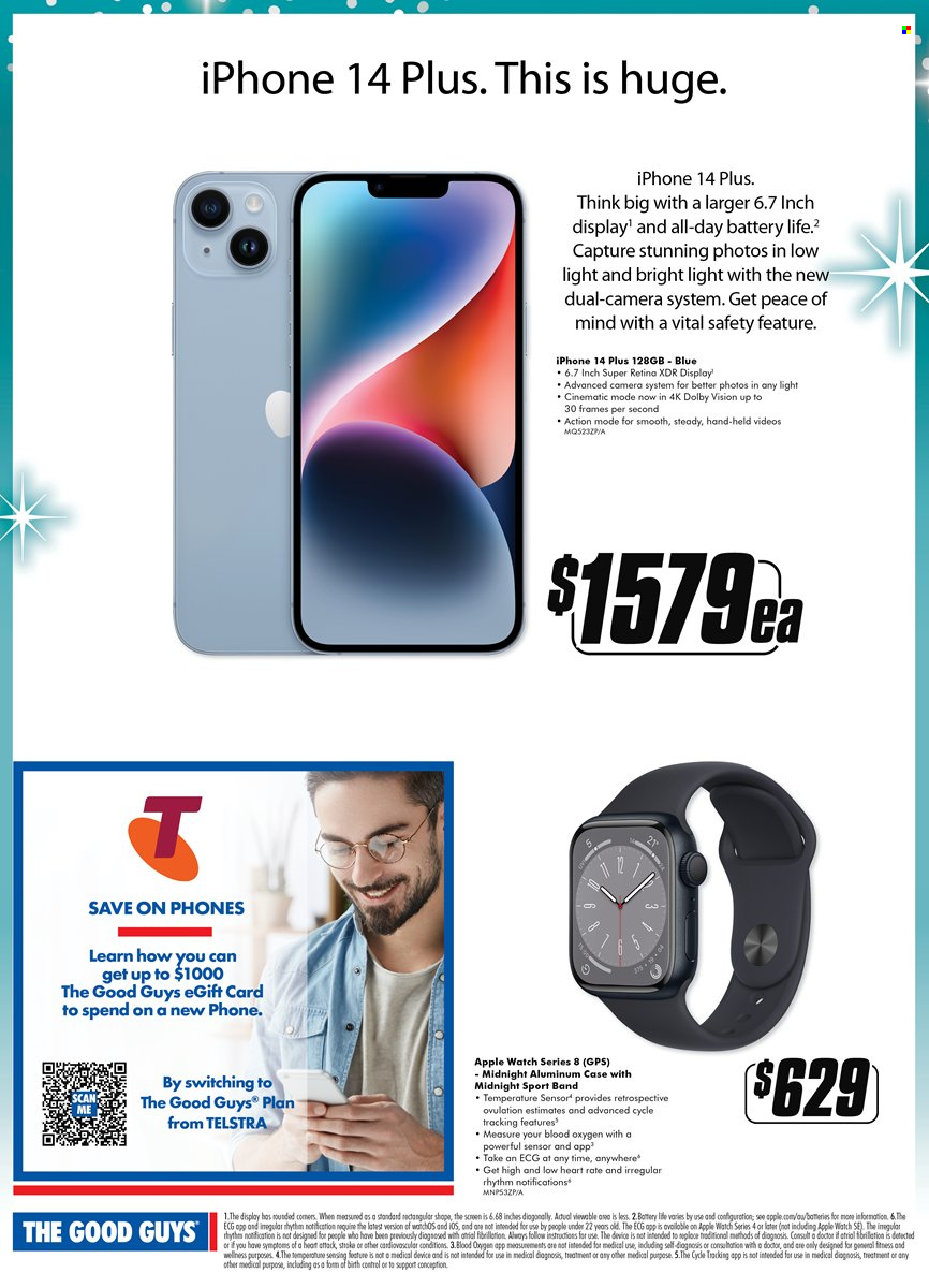 thumbnail - The Good Guys Catalogue - 1 Dec 2022 - 7 Dec 2022 - Sales products - iPhone, phone, Apple Watch, Apple Watch SE, Apple Watch 4, camera, watch. Page 7.
