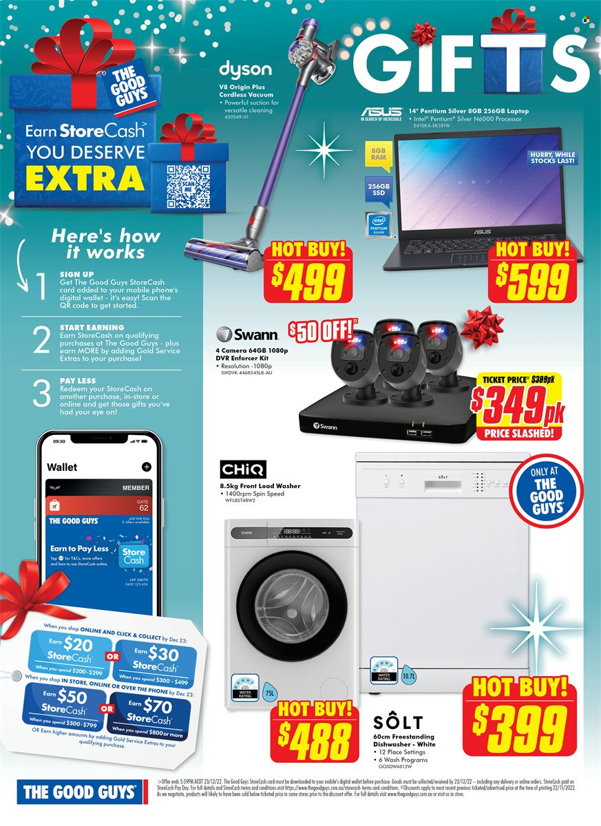 thumbnail - The Good Guys Catalogue - 1 Dec 2022 - 7 Dec 2022 - Sales products - Intel, Asus, phone, cell phone, laptop, camera, dishwasher, washing machine, Dyson, wallet. Page 2.
