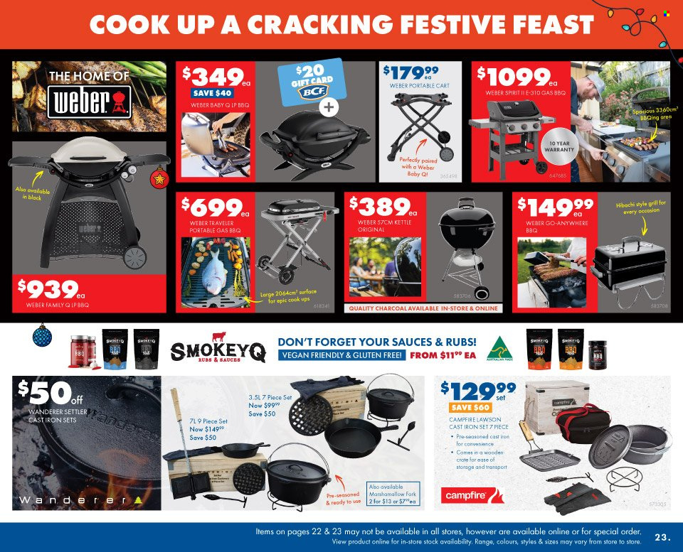 thumbnail - BCF Catalogue - 30 Nov 2022 - 24 Dec 2022 - Sales products - fork, crate, kettle, grill, Weber. Page 26.