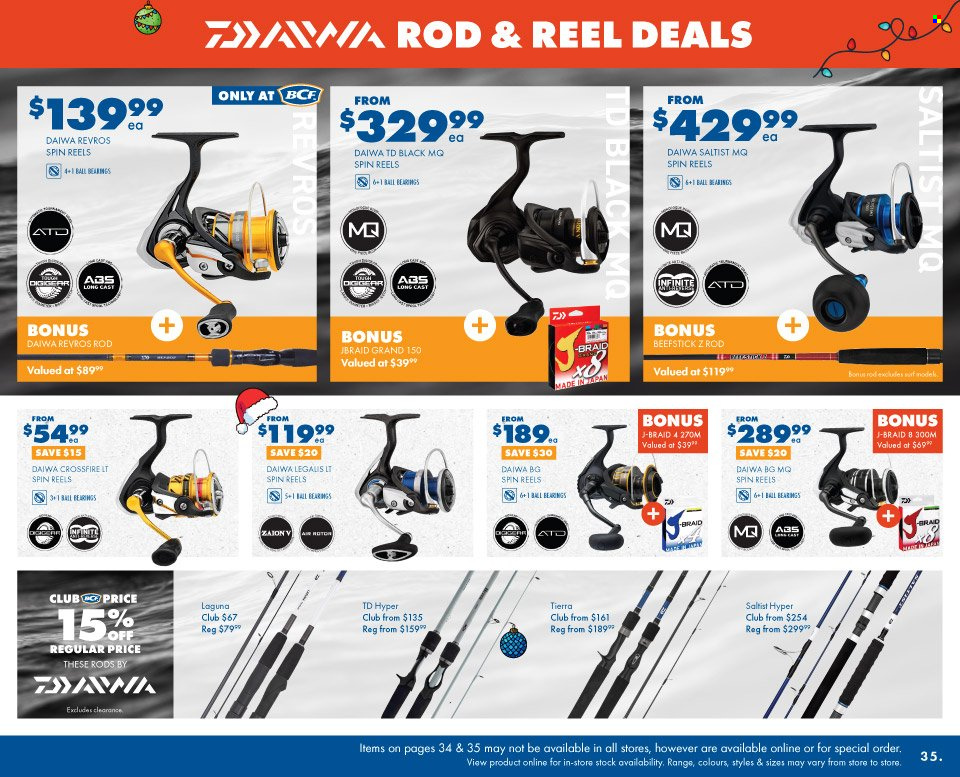 thumbnail - BCF Catalogue - 30 Nov 2022 - 24 Dec 2022 - Sales products - reel, fishing rod, DAIWA. Page 38.