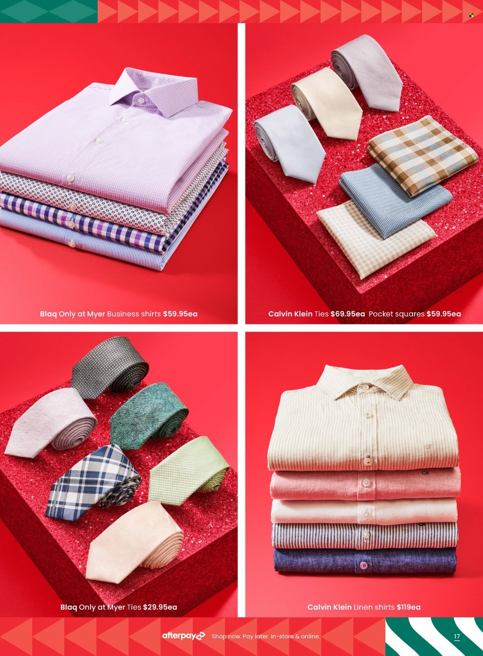 thumbnail - Myer Catalogue - Sales products - Calvin Klein, linens, shirt. Page 17.