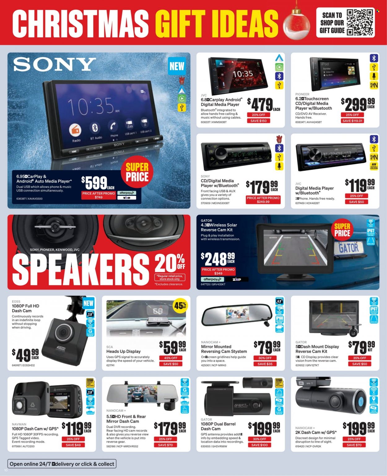 thumbnail - Supercheap Auto Catalogue - 1 Dec 2022 - 11 Dec 2022 - Sales products - receiver, Sony, dashboard camera, JVC, radio, Pioneer, media player, speaker, antenna, Kenwood. Page 10.