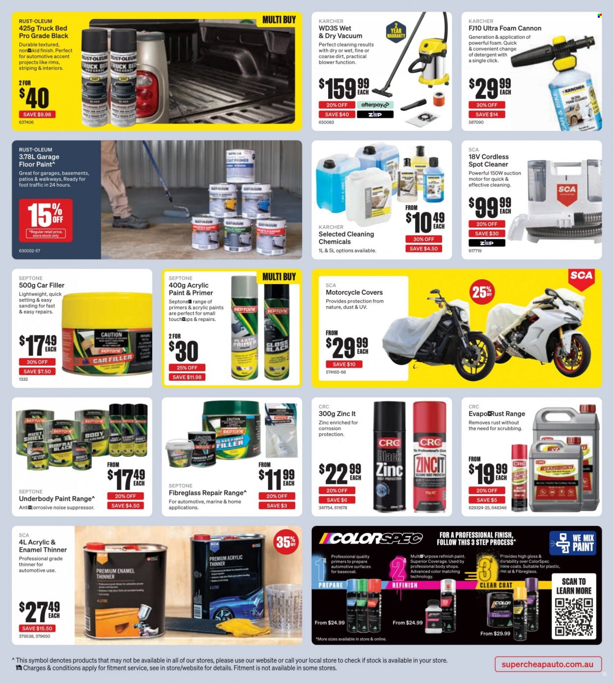 thumbnail - Supercheap Auto Catalogue - 1 Dec 2022 - 11 Dec 2022 - Sales products - detergent, cleaner, coat, Kärcher, motorcycle. Page 15.
