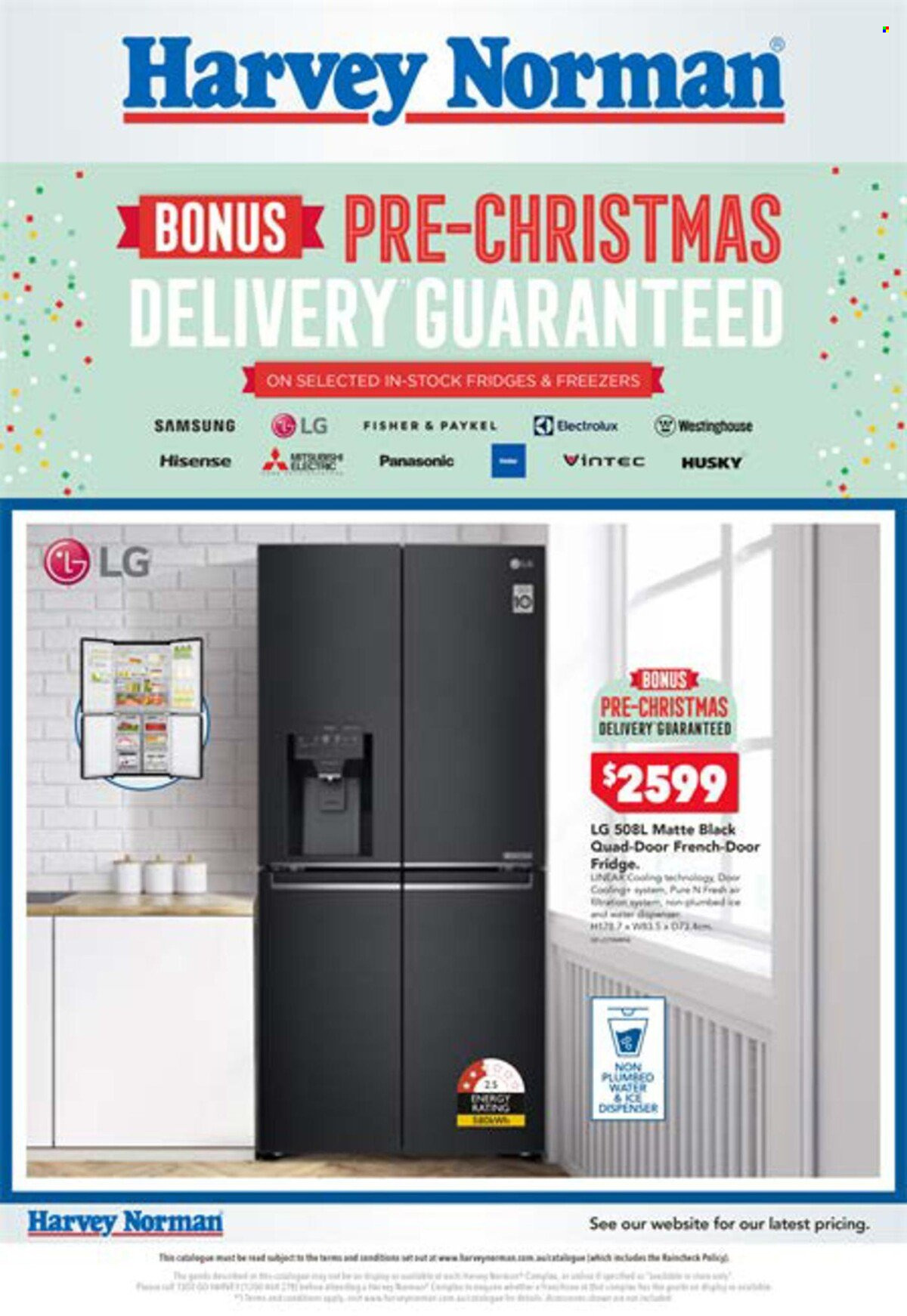 thumbnail - Harvey Norman Catalogue - 1 Dec 2022 - 18 Dec 2022 - Sales products - Panasonic, dispenser, Hisense, Electrolux, refrigerator, fridge. Page 1.