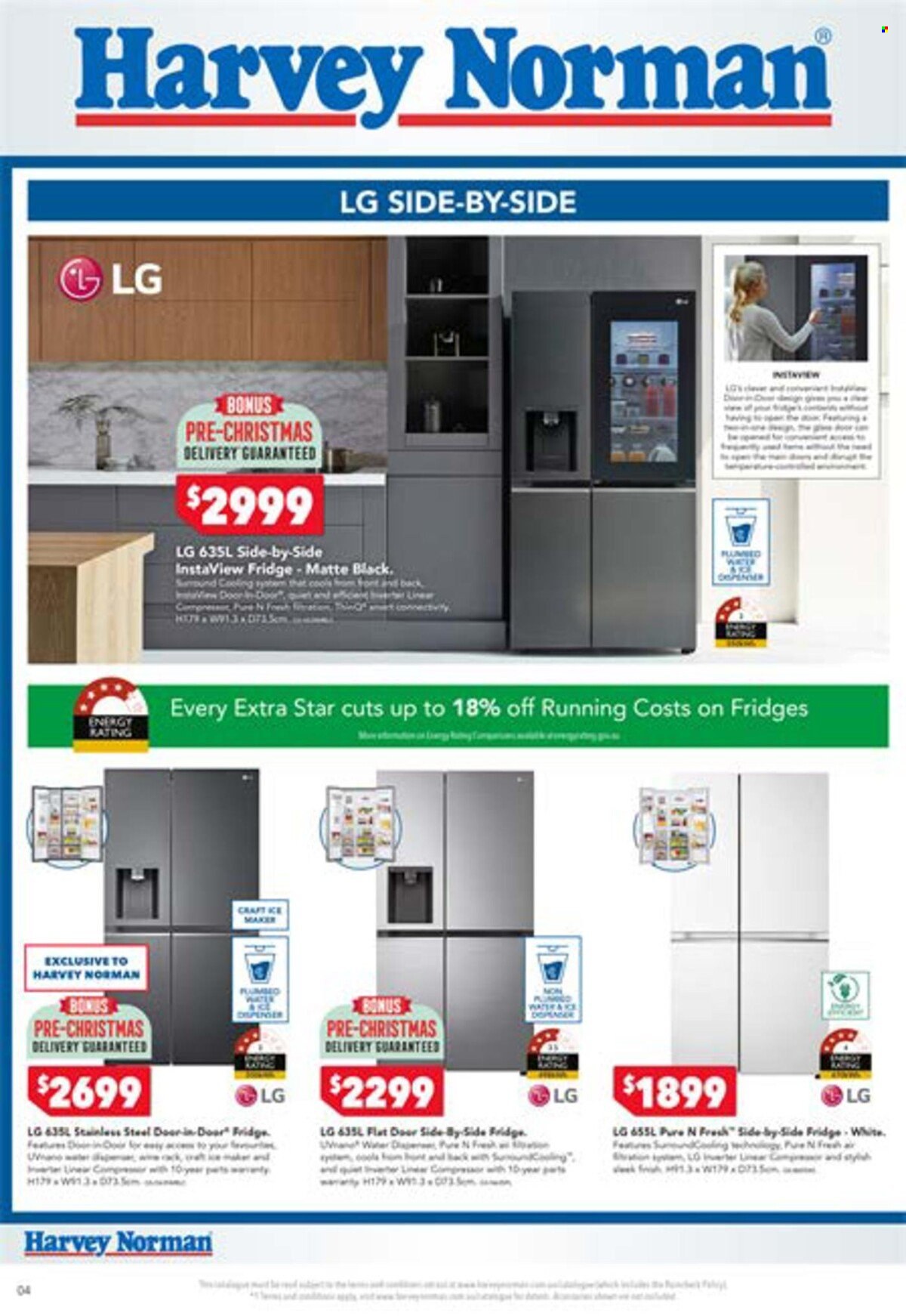 thumbnail - Harvey Norman Catalogue - 1 Dec 2022 - 18 Dec 2022 - Sales products - Ace, LG, dispenser, refrigerator, fridge, air compressor. Page 4.
