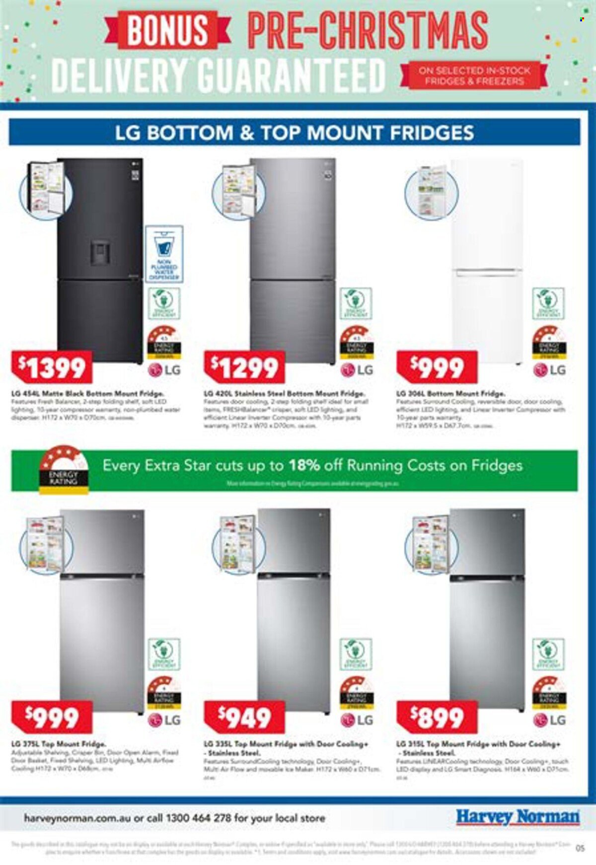 thumbnail - Harvey Norman Catalogue - 1 Dec 2022 - 18 Dec 2022 - Sales products - LG, WD, refrigerator, fridge, lighting, air compressor. Page 5.