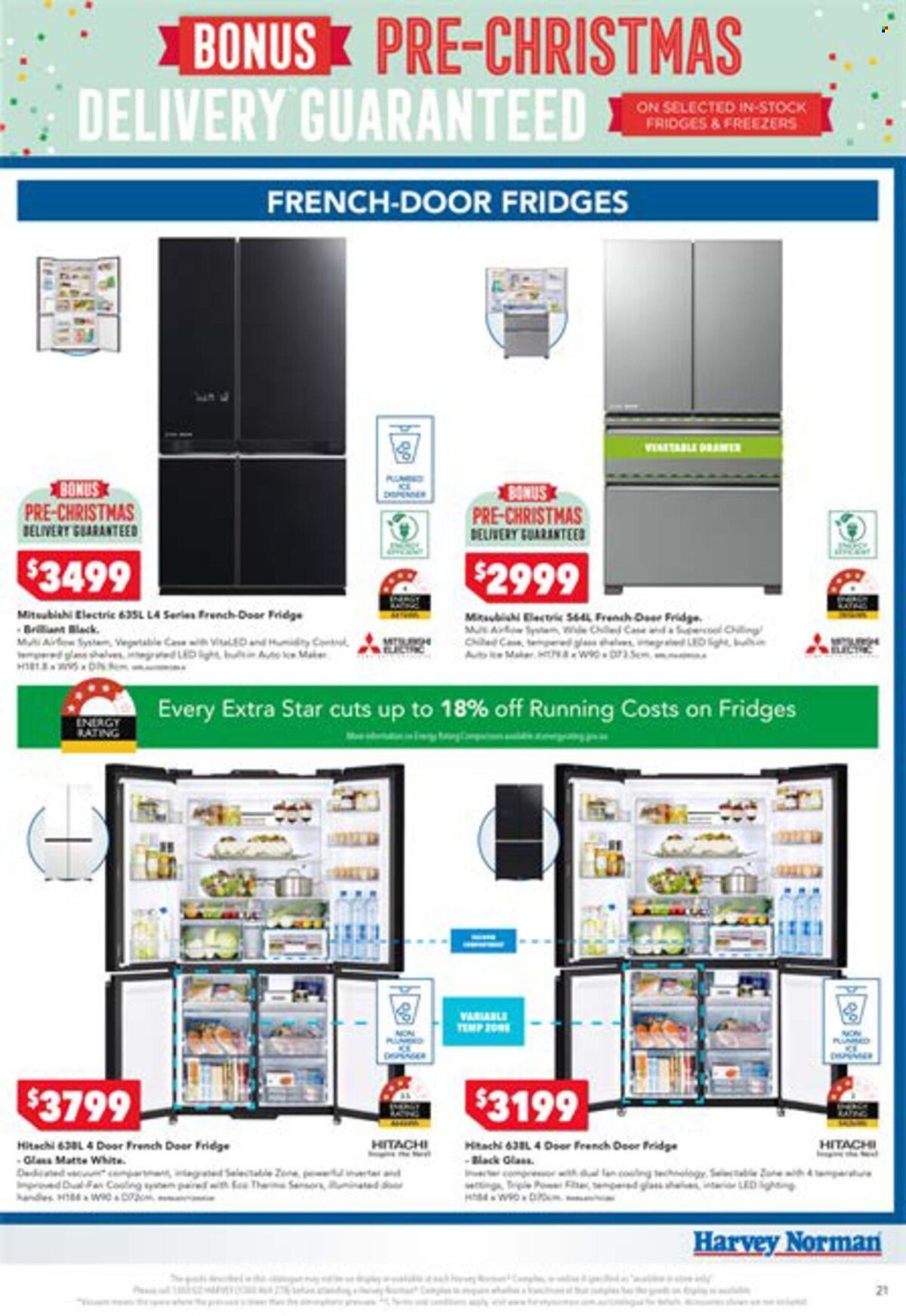 thumbnail - Harvey Norman Catalogue - 1 Dec 2022 - 18 Dec 2022 - Sales products - shelves, refrigerator, fridge, clip fan, Hitachi, LED light, lighting. Page 21.