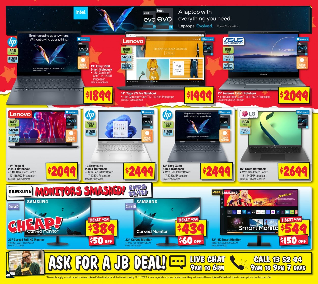 thumbnail - JB Hi-Fi Catalogue - 1 Dec 2022 - 24 Dec 2022 - Sales products - Intel, monitor, Full HD monitor. Page 40.