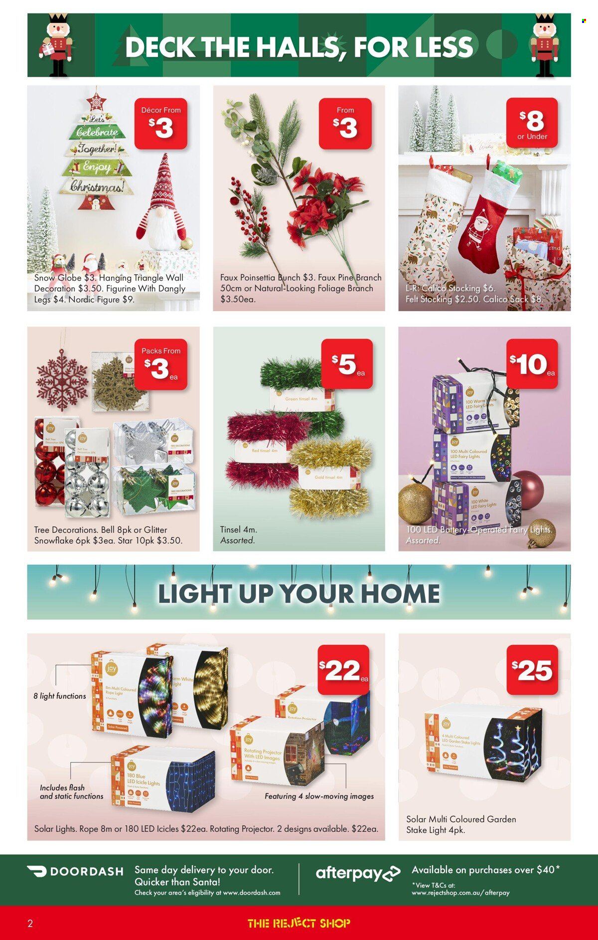 thumbnail - The Reject Shop Catalogue - 30 Nov 2022 - 13 Dec 2022 - Sales products - Halls, Santa, glitter, icicle light, snow globe, rope light, poinsettia. Page 2.